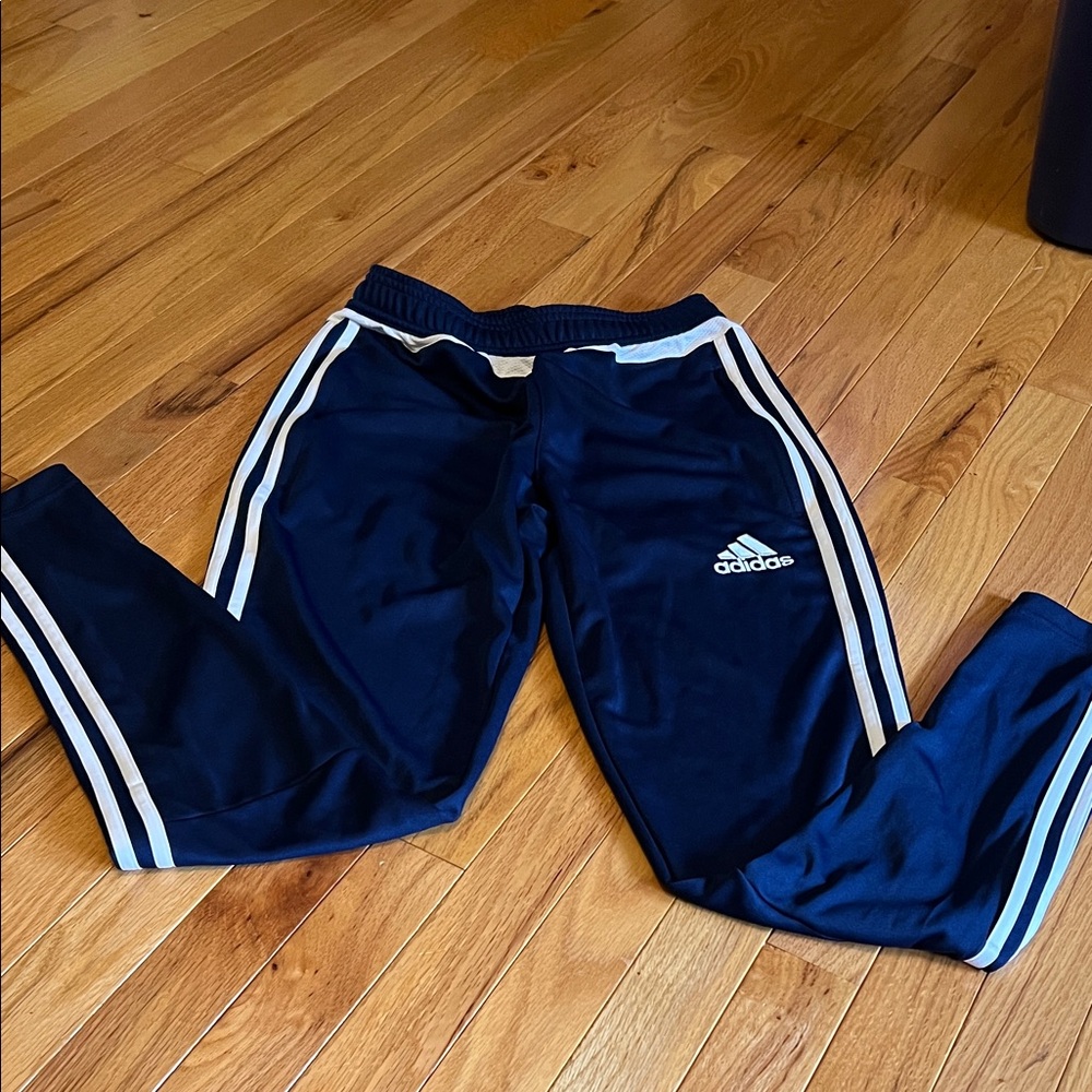 Adidas Kids Blue Joggers / Soccer Pants with White Stripes